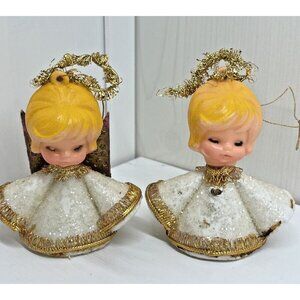 Vintage Christmas Angel Tree ornaments blow mold Lot of 2 Classic Holiday Décor